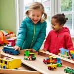 어린이와 함께하는 지속 가능한 소비 - **Prompt:** A joyful and diverse group of children, aged 5-10, along with their smiling parents, are...