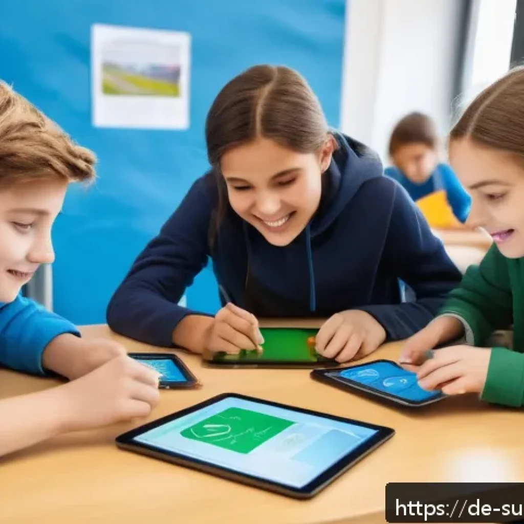 지속가능성 교육의 글로벌 동향 - A vibrant classroom scene in Germany where diverse students aged around 12-15 enthusiastically engag...